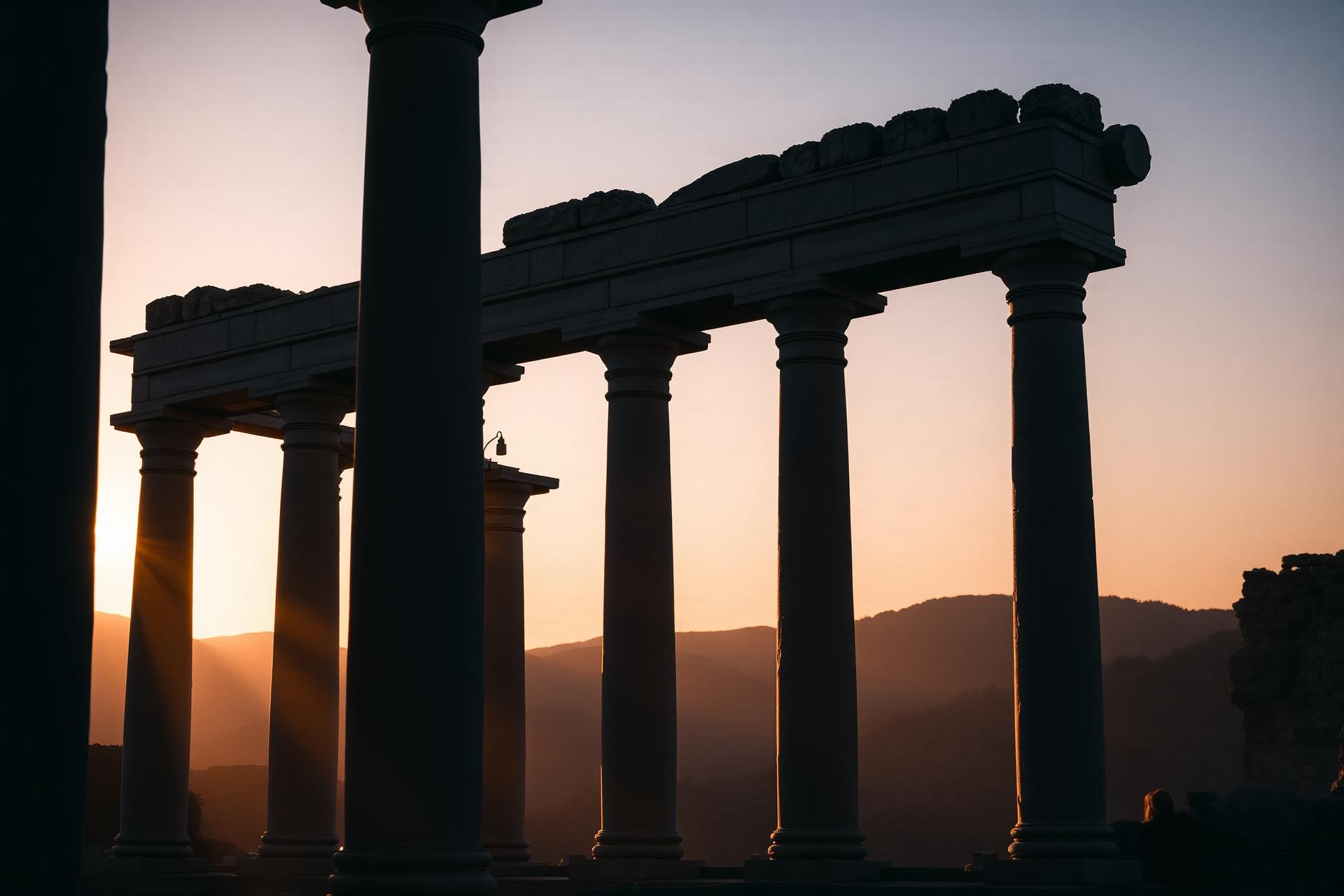 Ancient Mediterranean ruins at golden hour